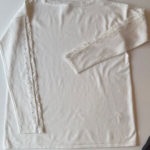 Elegant Cream Sweater with Lace Detail